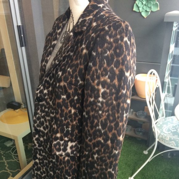 SOLD - Soft-Brushed Leopard-Print Coat - M - Picture 2 of 7